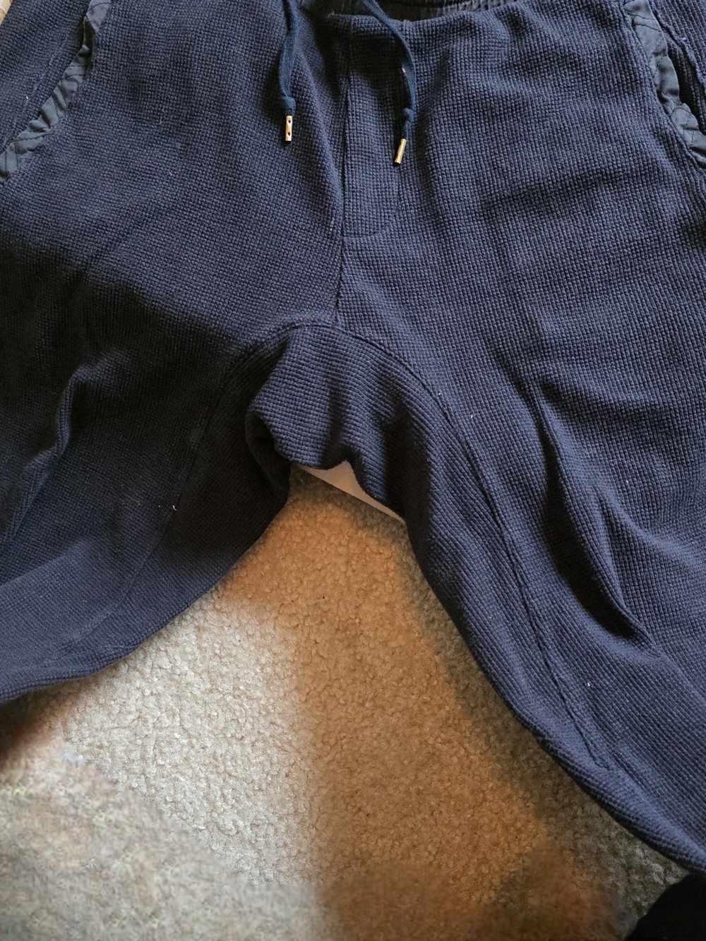 John Varvatos Black Waffle-Knit Jogger Pants